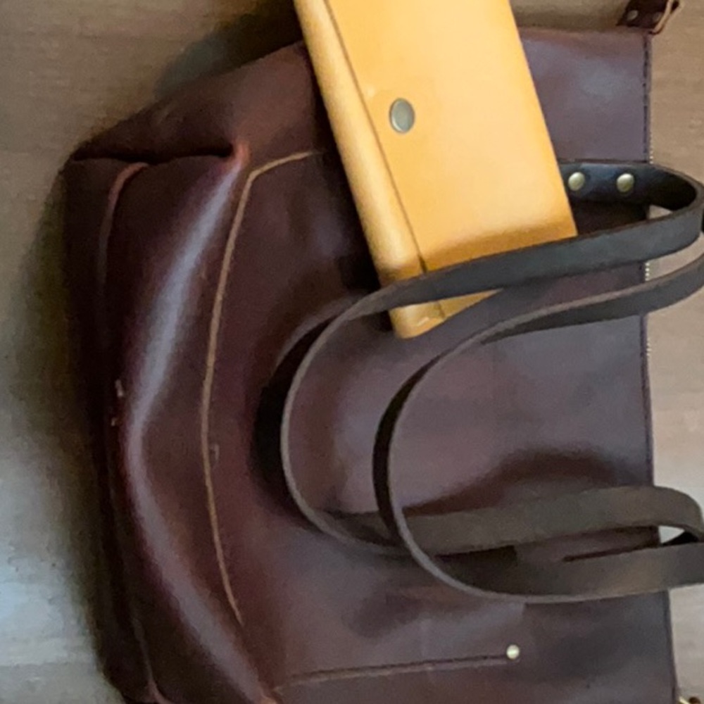 Portland Leather Rich Brown Shoulder Bag with Mustard wallet